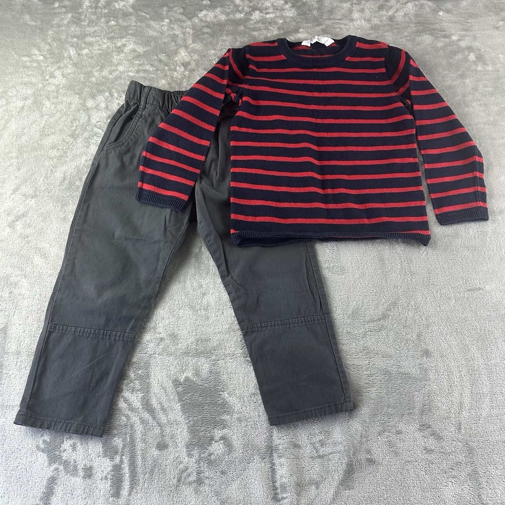 Zara H&M Outfit Set Boy's XS (4-6) Pants Sweater Mixed Brands Red Gray